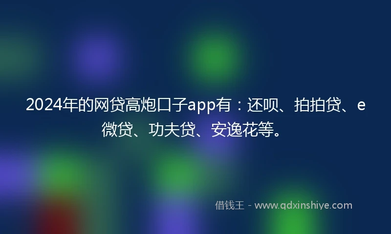 2024年的网贷高炮口子app有：还呗、拍拍贷、e微贷、功夫贷、安逸花等。