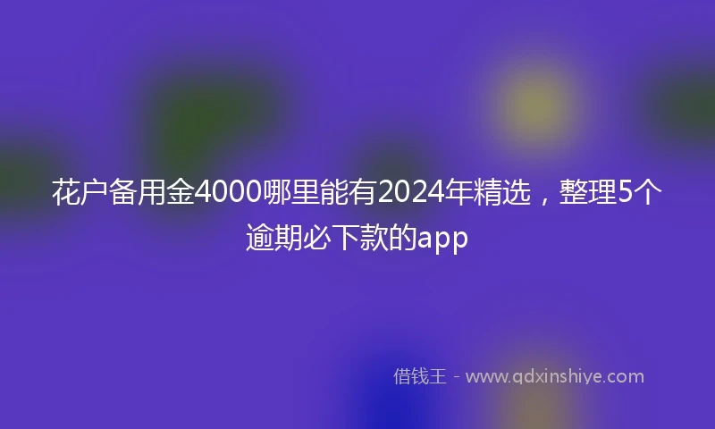 花户备用金4000哪里能有2024年精选，整理5个逾期必下款的app