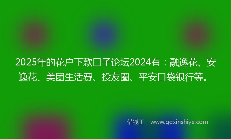 2025年的花户下款口子论坛2024有：融逸花、安逸花、美团生活费、投友圈、平安口袋银行等。
