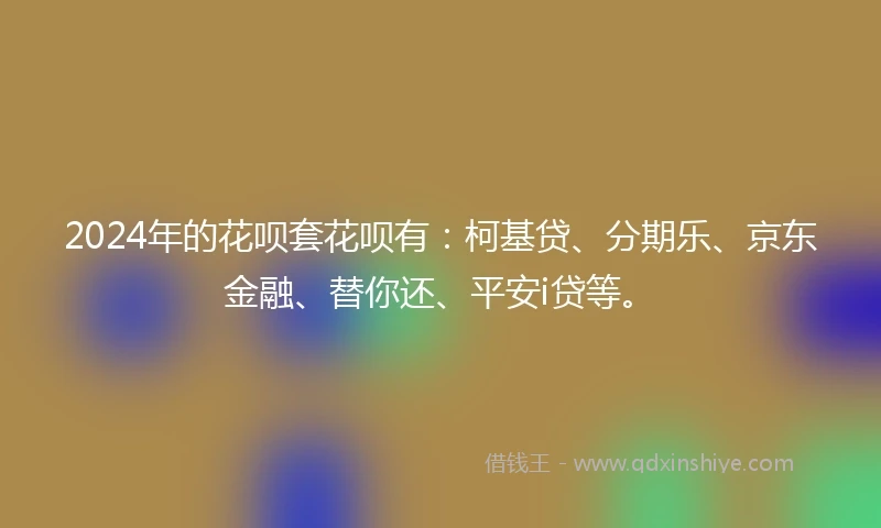 2024年的花呗套花呗有：柯基贷、分期乐、京东金融、替你还、平安i贷等。