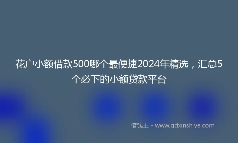 花户小额借款500哪个最便捷2024年精选，汇总5个必下的小额贷款平台