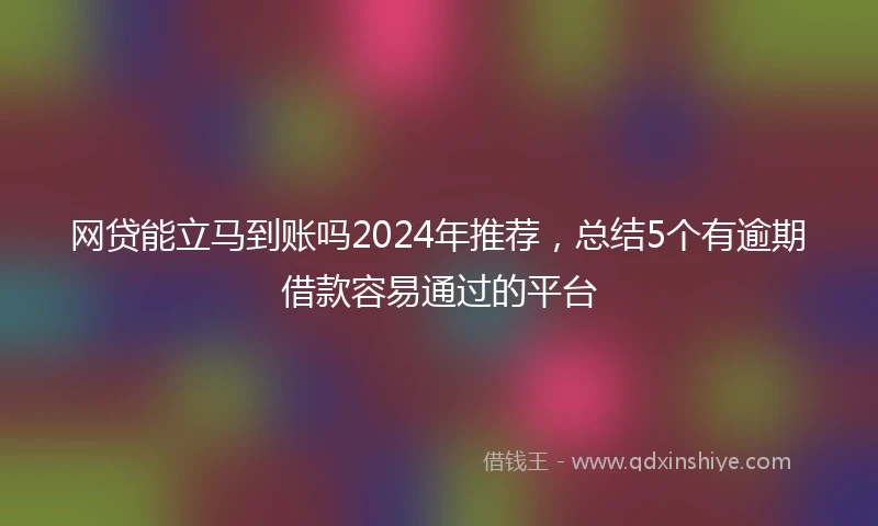 网贷能立马到账吗2024年推荐，总结5个有逾期借款容易通过的平台