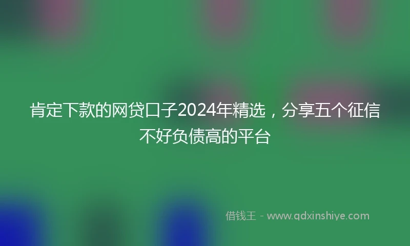 肯定下款的网贷口子2024年精选，分享五个征信不好负债高的平台