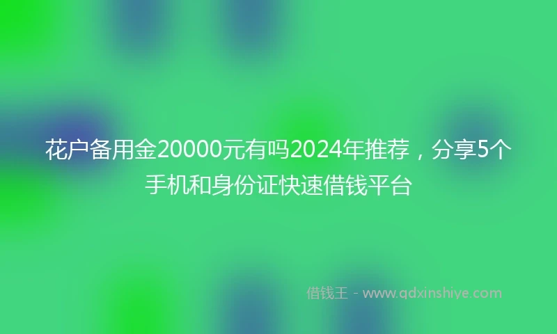 花户备用金20000元有吗2024年推荐，分享5个手机和身份证快速借钱平台