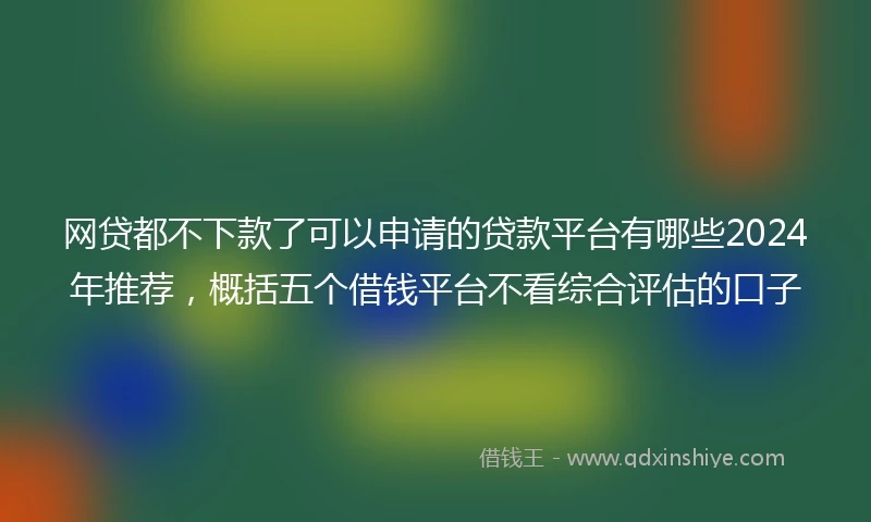 网贷都不下款了可以申请的贷款平台有哪些2024年推荐，概括五个借钱平台不看综合评估的口子