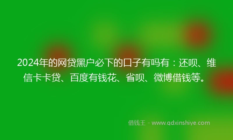 2024年的网贷黑户必下的口子有吗有：还呗、维信卡卡贷、百度有钱花、省呗、微博借钱等。