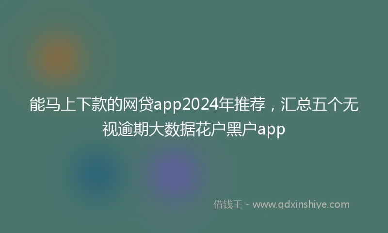 能马上下款的网贷app2024年推荐，汇总五个无视逾期大数据花户黑户app