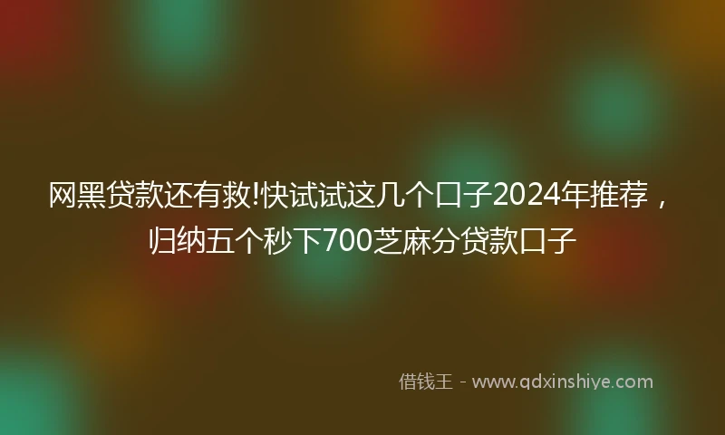 网黑贷款还有救!快试试这几个口子2024年推荐，归纳五个秒下700芝麻分贷款口子