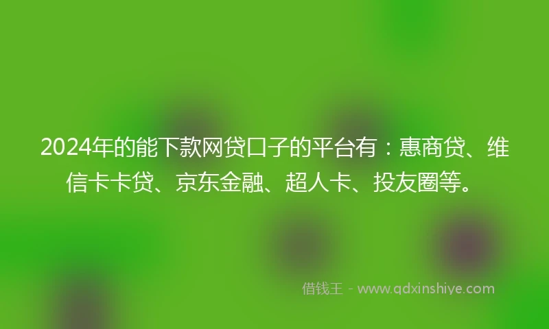 2024年的能下款网贷口子的平台有：惠商贷、维信卡卡贷、京东金融、超人卡、投友圈等。