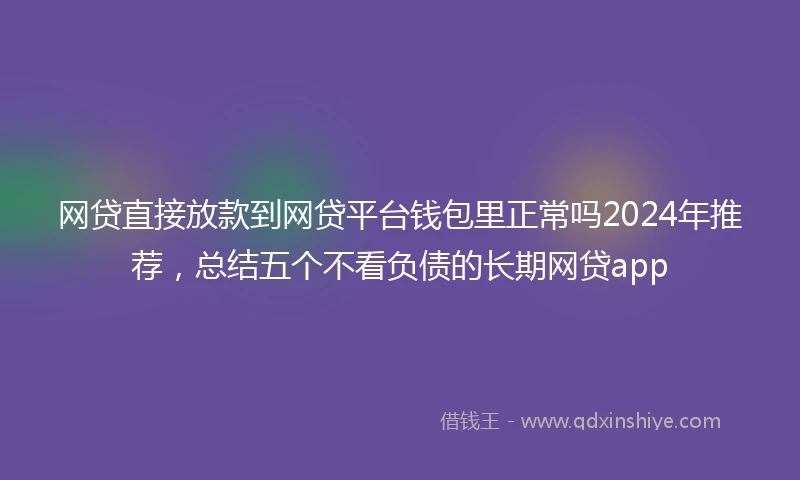 网贷直接放款到网贷平台钱包里正常吗2024年推荐，总结五个不看负债的长期网贷app