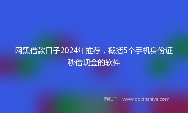网黑借款口子2024年推荐，概括5个手机身份证秒借现金的软件