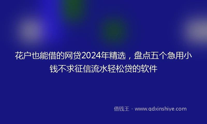 花户也能借的网贷2024年精选，盘点五个急用小钱不求征信流水轻松贷的软件