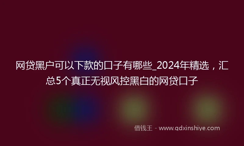 网贷黑户可以下款的口子有哪些_2024年精选，汇总5个真正无视风控黑白的网贷口子
