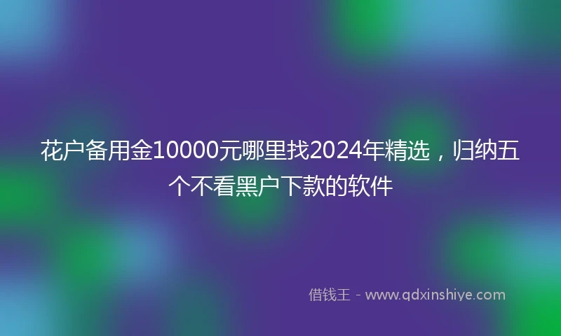花户备用金10000元哪里找2024年精选，归纳五个不看黑户下款的软件