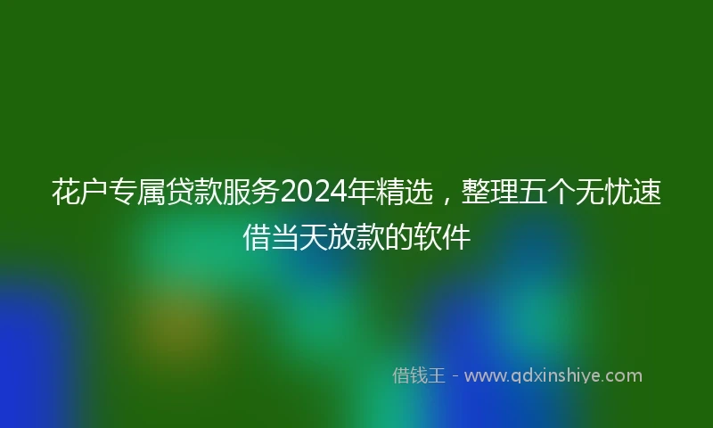花户专属贷款服务2024年精选,整理五个无忧速借当天放款的软件