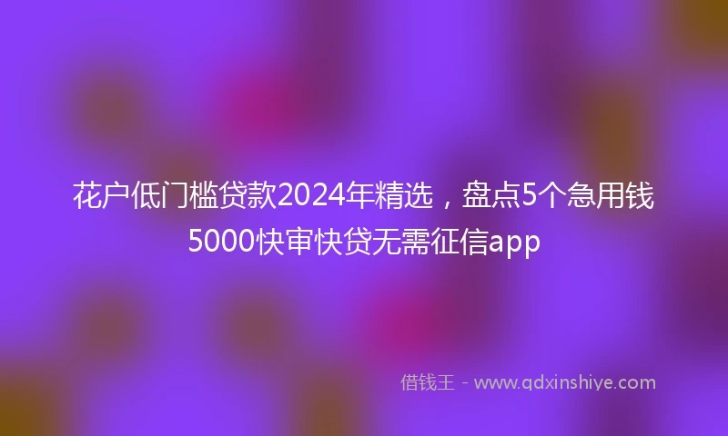 花户低门槛贷款2024年精选，盘点5个急用钱5000快审快贷无需征信app