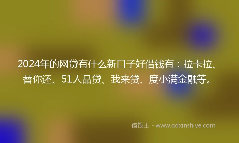 2024年的网贷有什么新口子好借钱有：拉卡拉、替你还、51人品贷、我来贷、度小满金融等。
