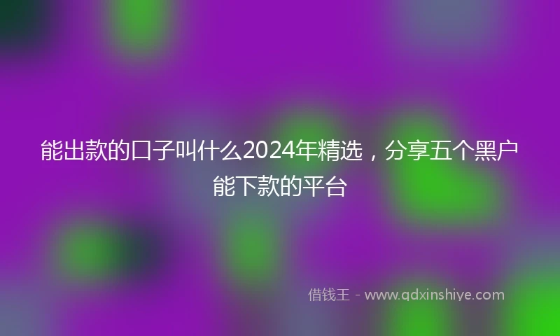 能出款的口子叫什么2024年精选，分享五个黑户能下款的平台