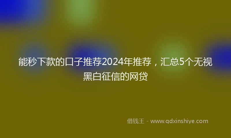 能秒下款的口子推荐2024年推荐，汇总5个无视黑白征信的网贷