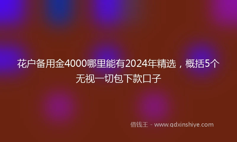 花户备用金4000哪里能有2024年精选，概括5个无视一切包下款口子