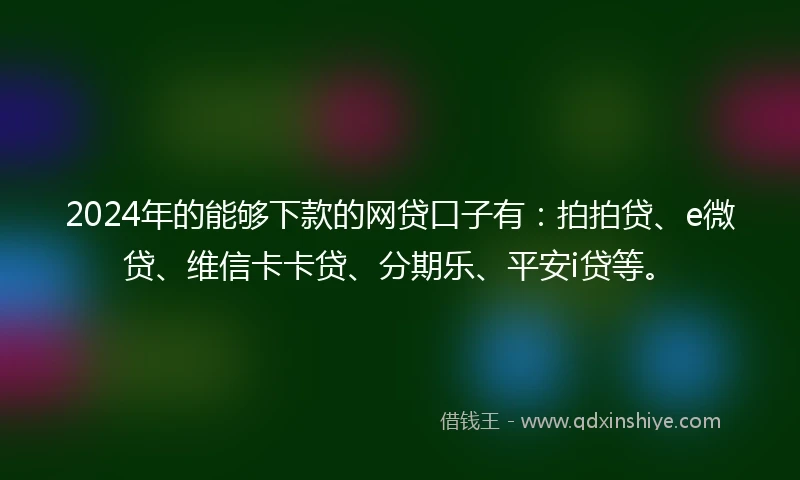 2024年的能够下款的网贷口子有：拍拍贷、e微贷、维信卡卡贷、分期乐、平安i贷等。