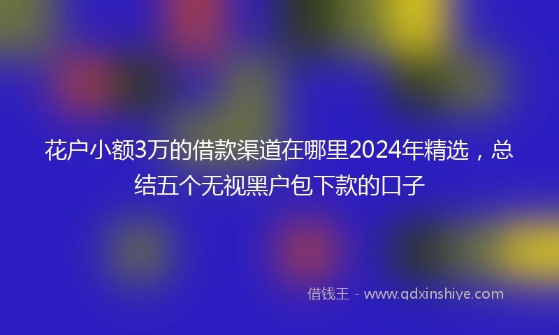 花户小额3万的借款渠道在哪里2024年精选，总结五个无视黑户包下款的口子