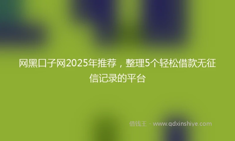 网黑口子网2025年推荐，整理5个轻松借款无征信记录的平台