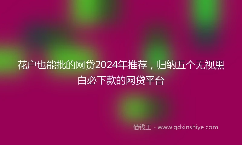 花户也能批的网贷2024年推荐，归纳五个无视黑白必下款的网贷平台