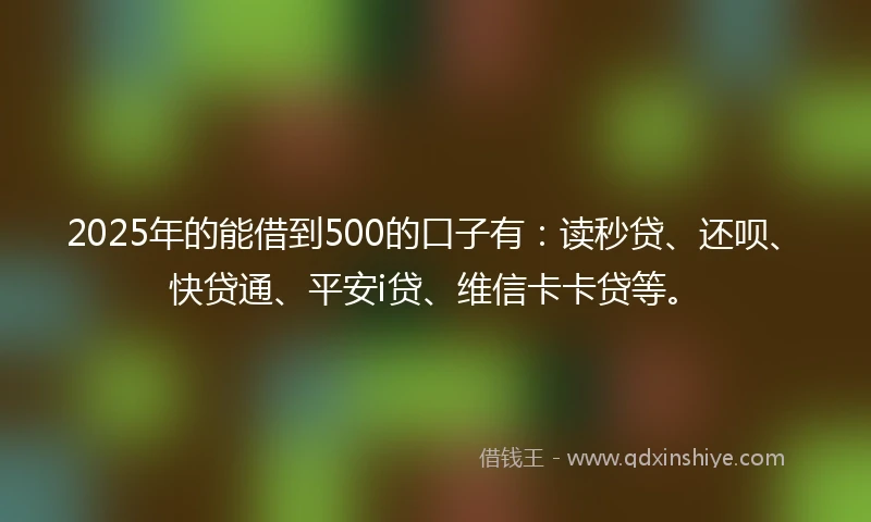 2025年的能借到500的口子有：读秒贷、还呗、快贷通、平安i贷、维信卡卡贷等。