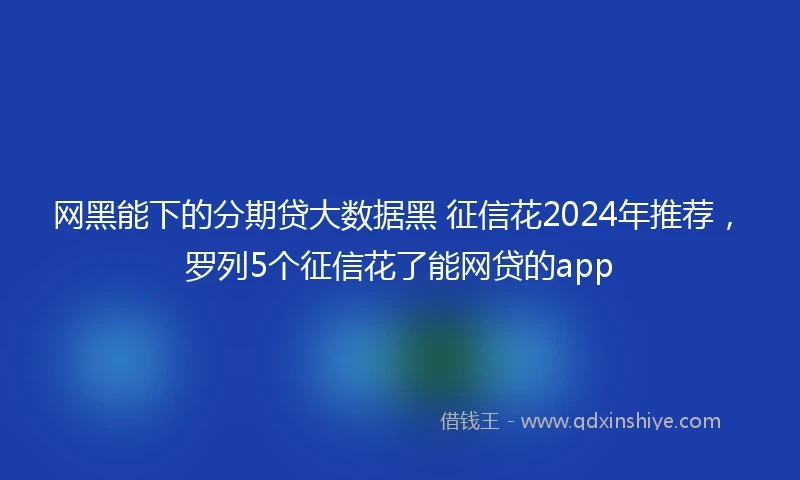 网黑能下的分期贷大数据黑 征信花2024年推荐，罗列5个征信花了能网贷的app