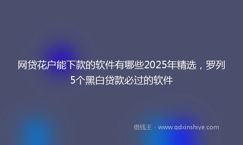 网贷花户能下款的软件有哪些2025年精选，罗列5个黑白贷款必过的软件