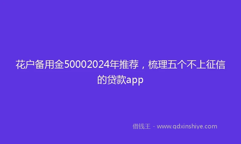 花户备用金50002024年推荐,梳理五个不上征信的贷款app