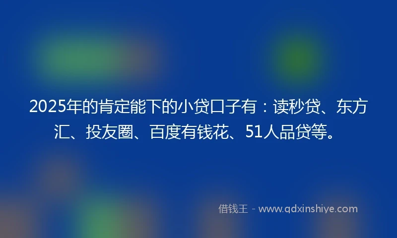 2025年的肯定能下的小贷口子有：读秒贷、东方汇、投友圈、百度有钱花、51人品贷等。
