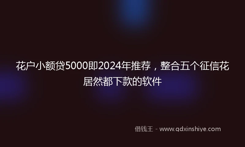 花户小额贷5000即2024年推荐，整合五个征信花居然都下款的软件