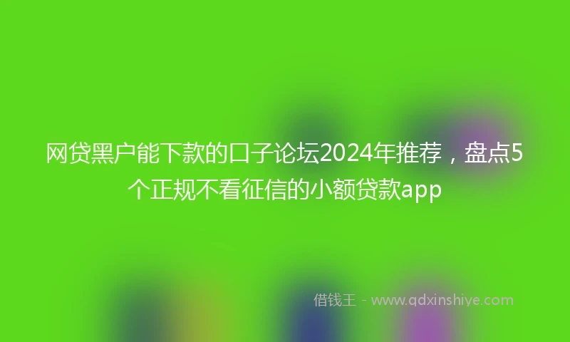 网贷黑户能下款的口子论坛2024年推荐，盘点5个正规不看征信的小额贷款app