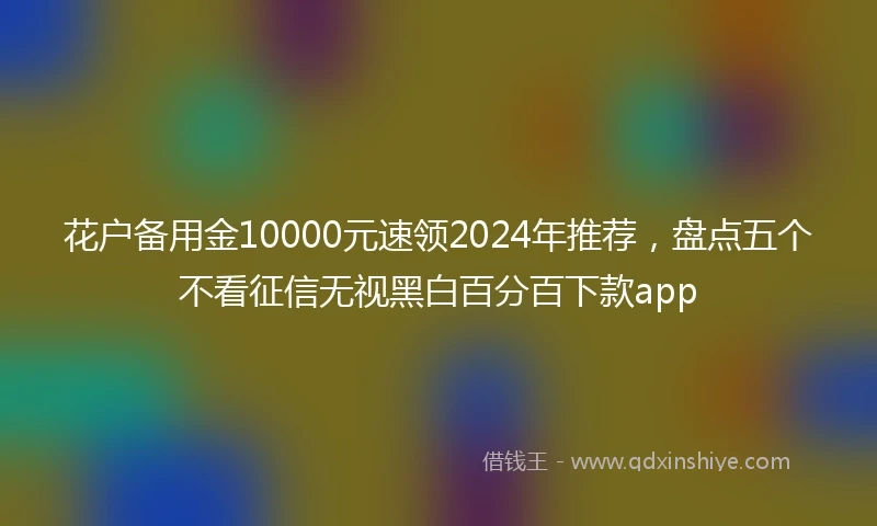 花户备用金10000元速领2024年推荐，盘点五个不看征信无视黑白百分百下款app