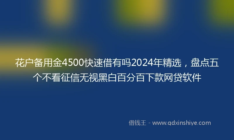 花户备用金4500快速借有吗2024年精选，盘点五个不看征信无视黑白百分百下款网贷软件