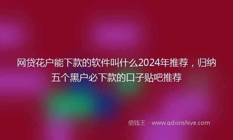 网贷花户能下款的软件叫什么2024年推荐，归纳五个黑户必下款的口子贴吧推荐