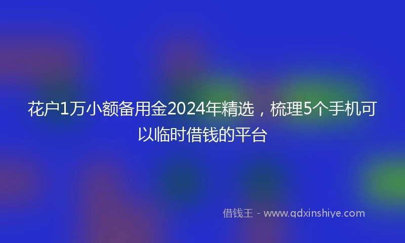 花户1万小额备用金2024年精选，梳理5个手机可以临时借钱的平台