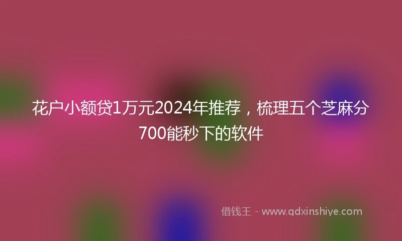 花户小额贷1万元2024年推荐，梳理五个芝麻分700能秒下的软件