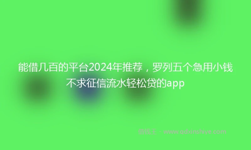 能借几百的平台2024年推荐，罗列五个急用小钱不求征信流水轻松贷的app