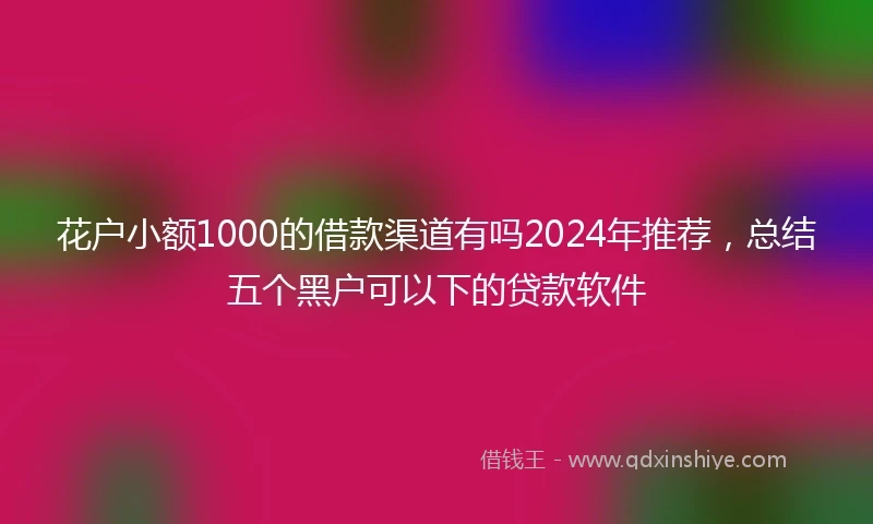 花户小额1000的借款渠道有吗2024年推荐，总结五个黑户可以下的贷款软件