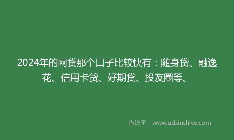 2024年的网贷那个口子比较快有：随身贷、融逸花、信用卡贷、好期贷、投友圈等。
