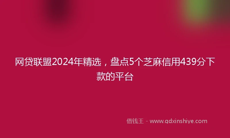 网贷联盟2024年精选，盘点5个芝麻信用439分下款的平台