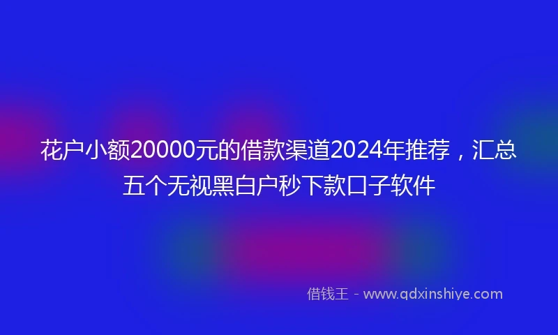 花户小额20000元的借款渠道2024年推荐，汇总五个无视黑白户秒下款口子软件