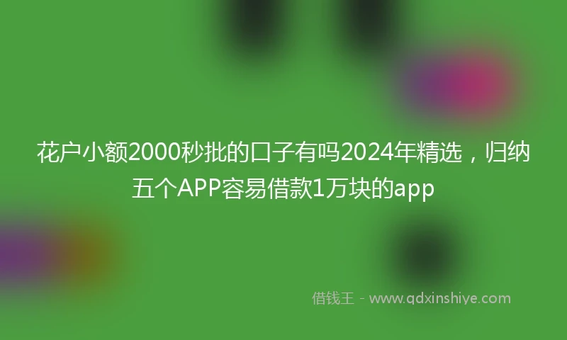 花户小额2000秒批的口子有吗2024年精选，归纳五个APP容易借款1万块的app