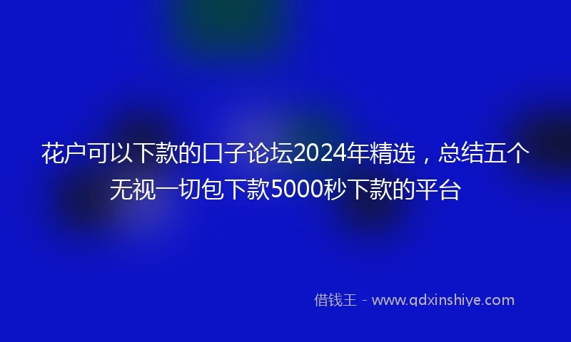 花户可以下款的口子论坛2024年精选，总结五个无视一切包下款5000秒下款的平台