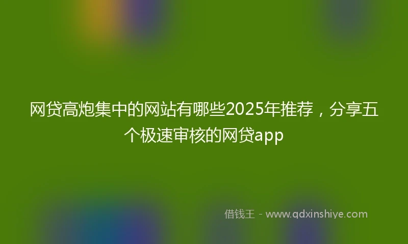 网贷高炮集中的网站有哪些2025年推荐，分享五个极速审核的网贷app