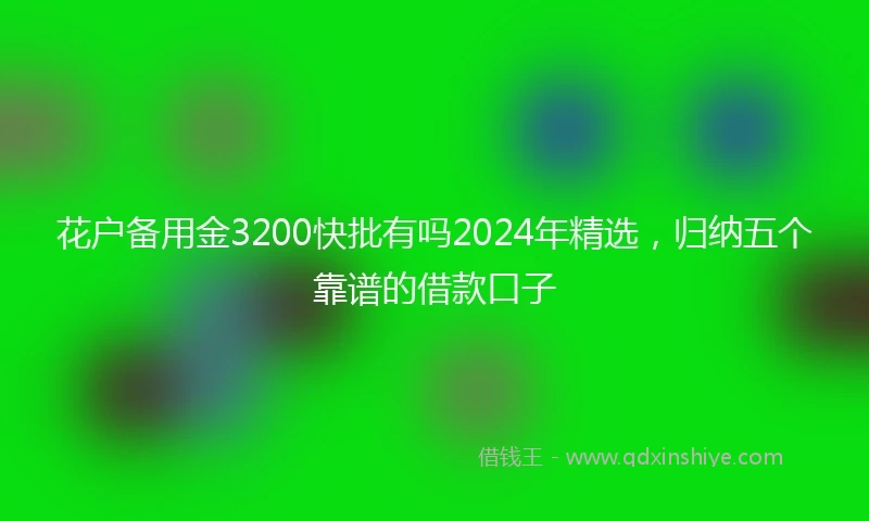 花户备用金3200快批有吗2024年精选，归纳五个靠谱的借款口子