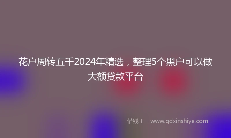 花户周转五千2024年精选，整理5个黑户可以做大额贷款平台